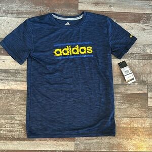 Adidas Climalite Boys 10-12 Navy Blue Shirt